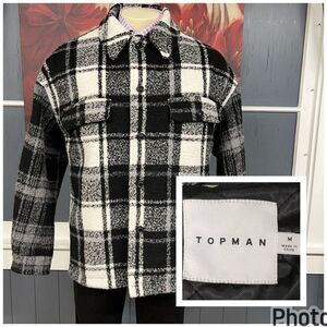 Topman Shacket Lined Over Shirt Mens Sz Medium Polyester Blend Knitted Button Up